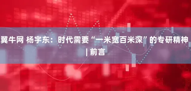 翼牛网 杨宇东：时代需要“一米宽百米深”的专研精神 | 前言